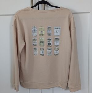 Women's Cream Sweater with Pickles Graphic Print